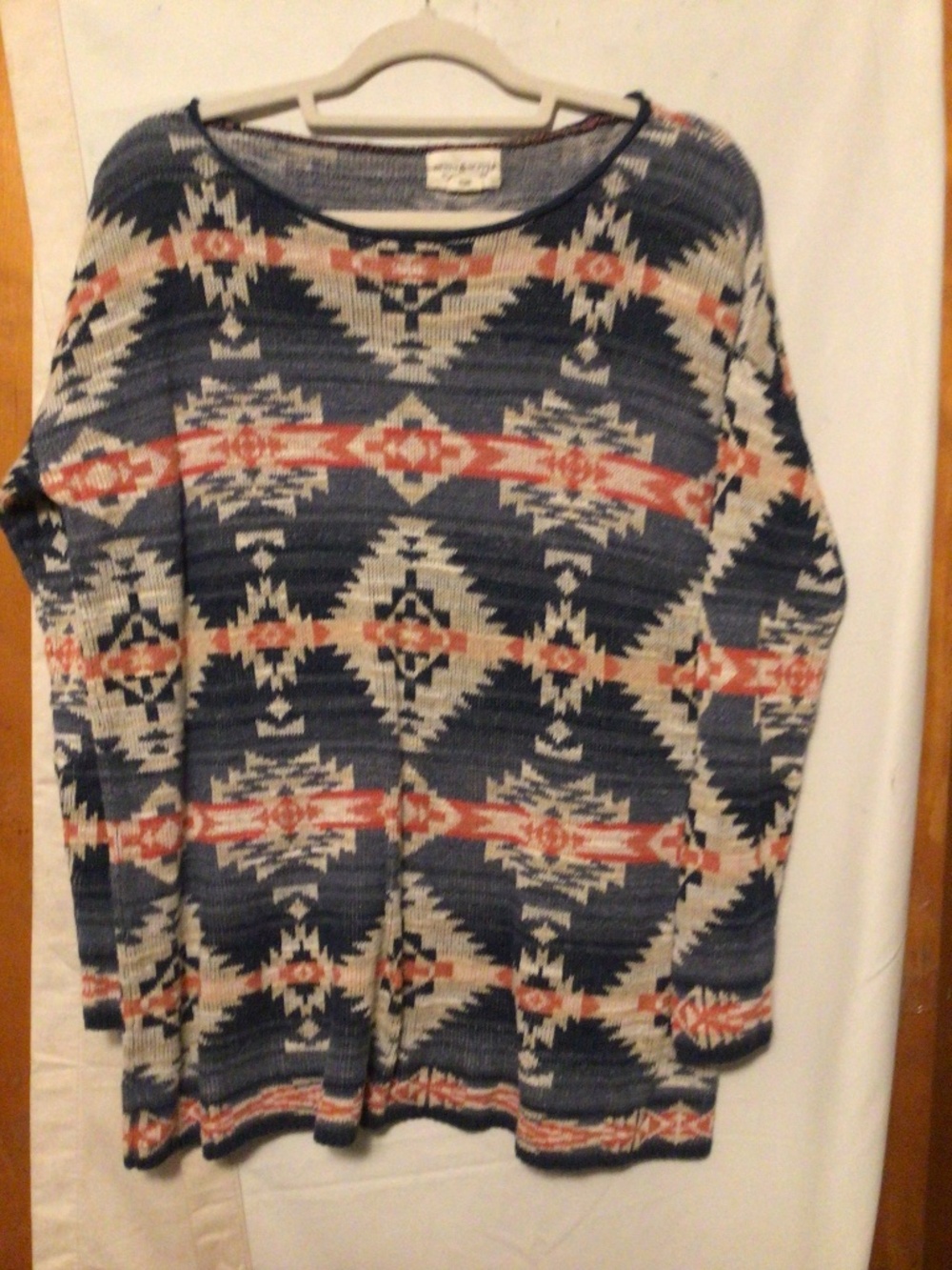 Denim & Supply Aztec print 100% cotton boat neck collectors item top SZ M